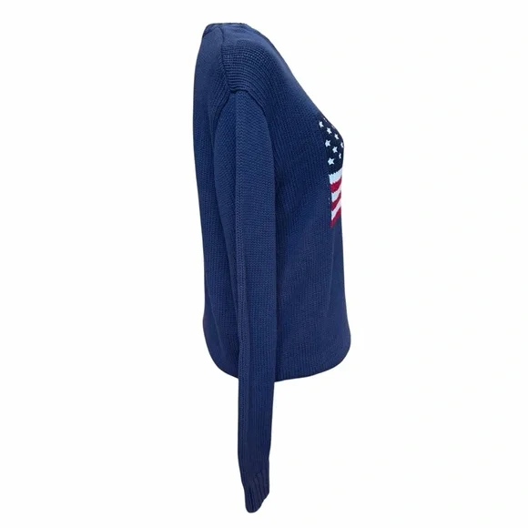 Brandy Melville American Flag Sweater One Size Blue Crewneck Preppy USA - Picture 4 of 10